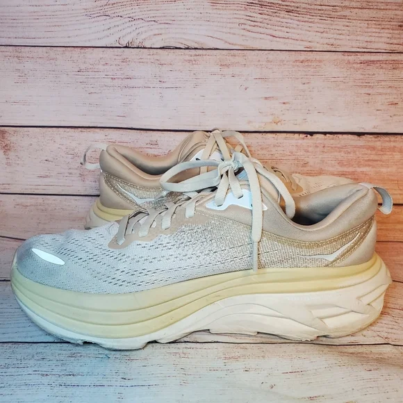 Hoka Womens 8B Bondie 8 Shifting Sand/Eggnog Athletic Running Shoes Sneakers - Picture 6 of 11